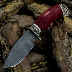 Нож БОБЁР, ДАМАССКАЯ СТАЛЬ, стабилизированное дерево